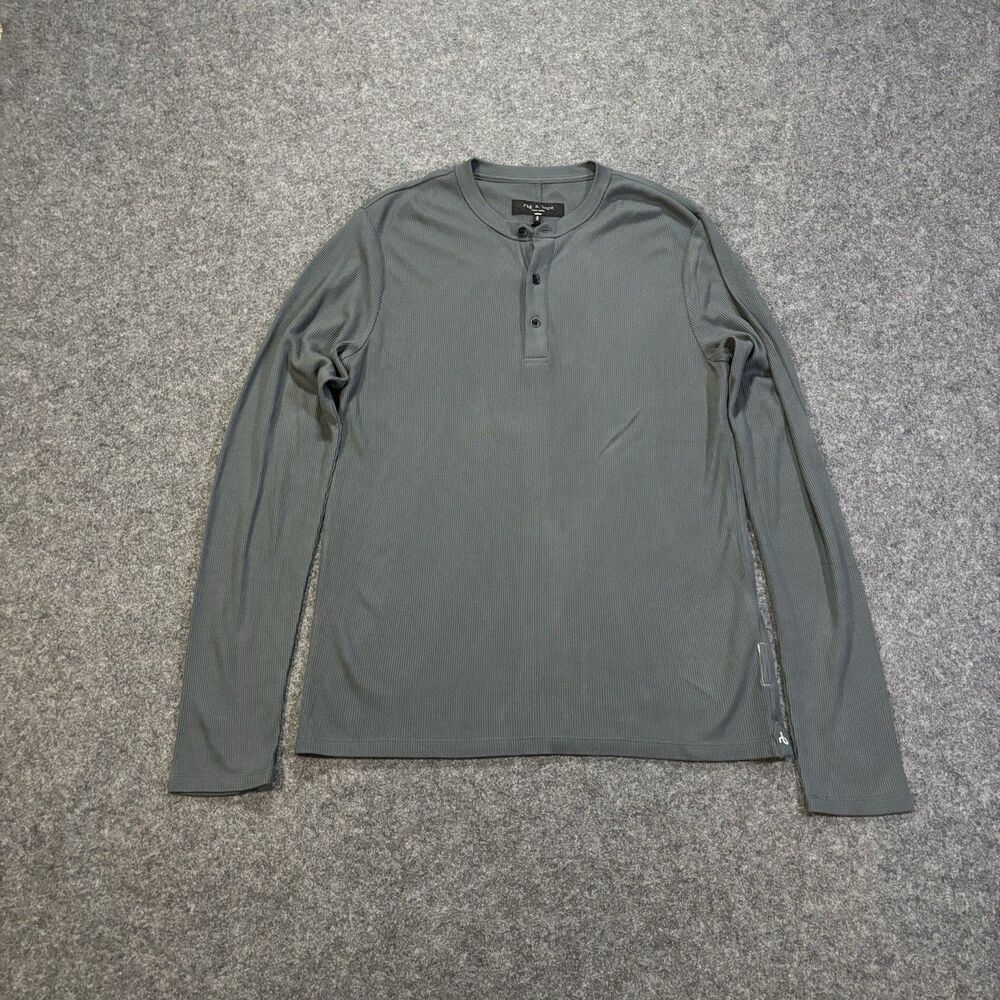 Rag & Bone Henley Shirt Mens Medium Long Sleeve Cotton Standard Issue Green